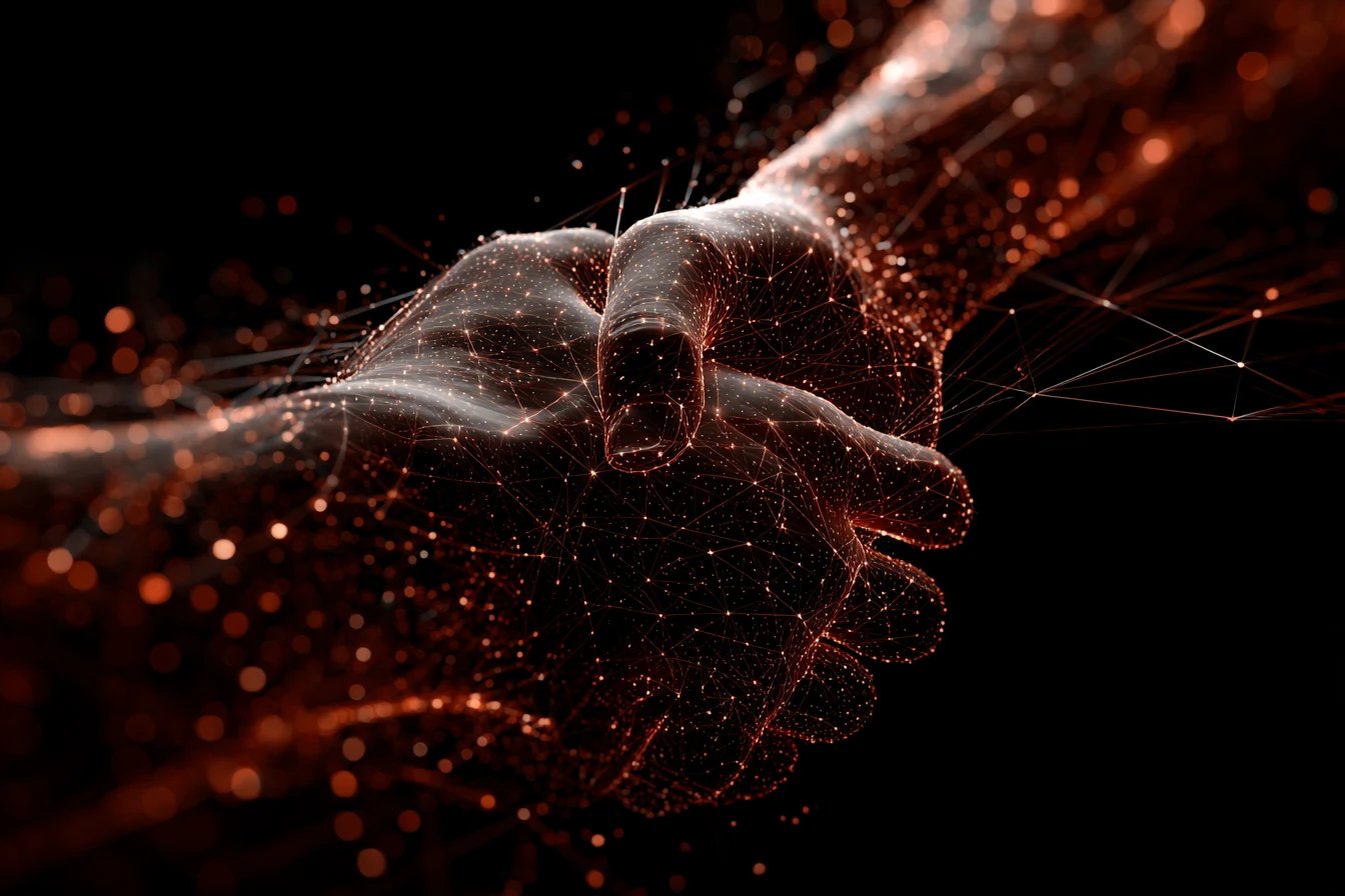 Abstract image representing partnership and technology.